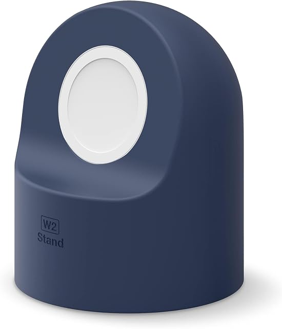 elago W2 stojak do ładowarki kompatybilny z Apple Watch Series 7 (2021)/6/SE/5/4/3/2/1, 45 mm, 44 mm, 42 mm, 41 mm, 40 mm, 38 mm, stacja dokująca ładująca, tryb szafki nocnej (dżinsy indygo)