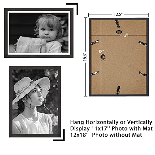 Sindcom 12X18 Poster Frame 3 Pack, Picture Frame With Detachable Mat For 11X17 Prints, Horizontal And Vertical Hanging Hooks For Wall Mounting, Charcoal Gray Photo Frame For Gallery Home Décor #TOP1