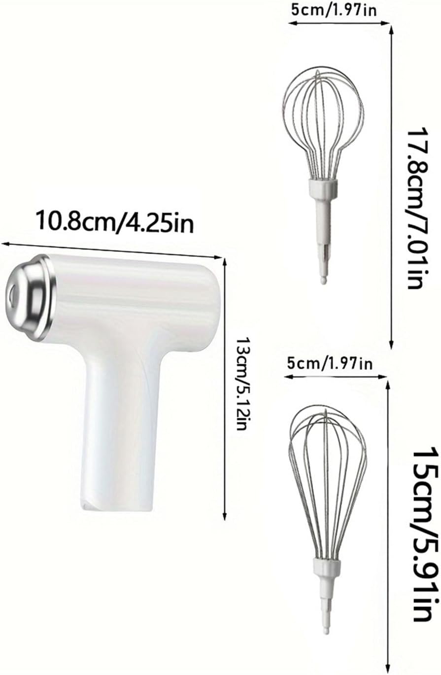 Electric Egg Beater – Portable Home Baking Mixer, Small Cream Whipper & Blender for Cake Making(White)