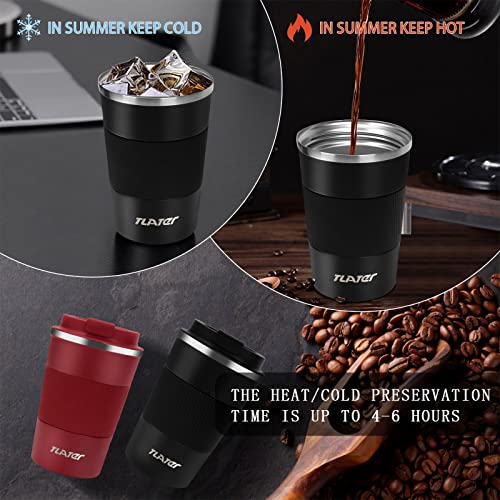 Image of Tlater Coffee to go Mug, 380 ml, with Leak-Proof lid, Double-Walled, Stainless Steel, for Coffee and Tea (Black)