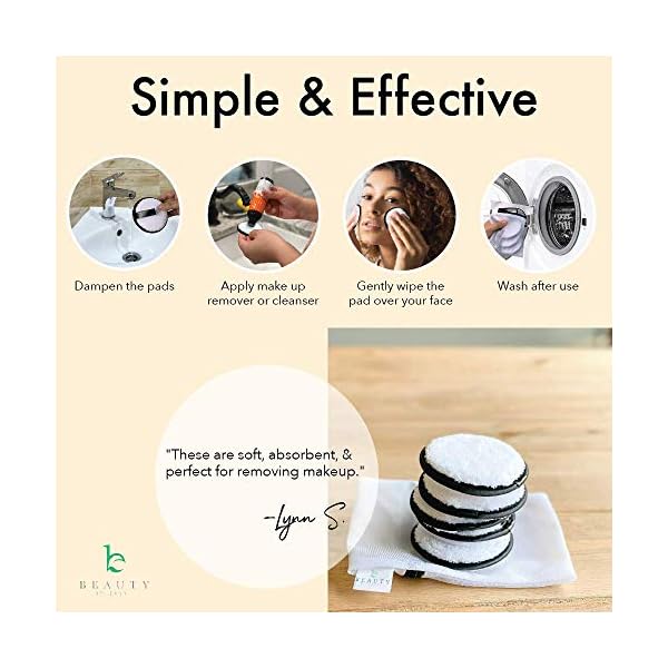 Reusable Makeup Remover Pads - 5 Large Premium Quality Microfiber Cloths for Makeup Removal, Ultra Soft & Durable, Gentle Cleansing Rounds for Face for All Skin Types, Includes Washable Bag