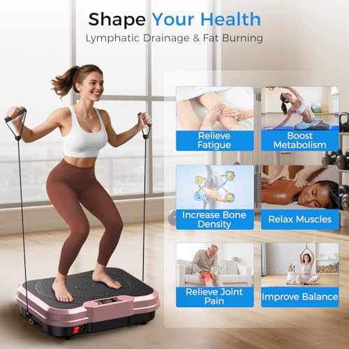Image of AoraPulse Vibration Plate Exercise Machine, Vibration Plate for Lymphatic Drainage Weight Loss, 400 Lbs Capacity Full Body Workout Vibrate Fitness Platform for Home Women Men