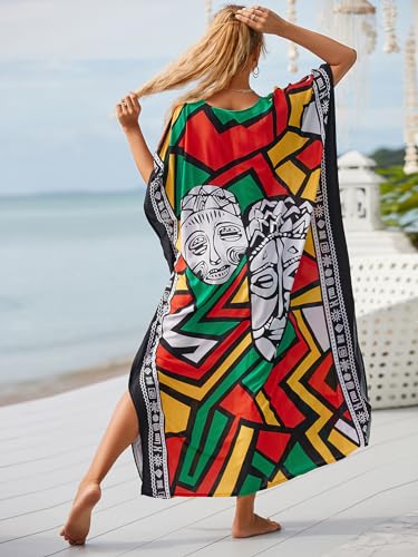 Image of Kaftan Dresses for Women Plus Size Bathing Suit Cover up Caftan Maxi Beach Dresses