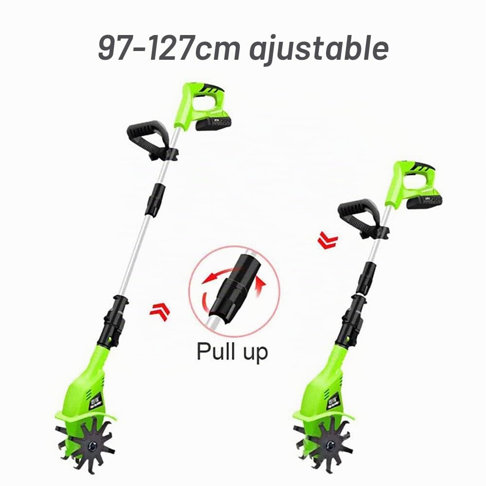 Motoazada para huerto electrozappa con batería de Litio 20 V 4000 mAh azada con Motor eléctrico 2 Cuchillas de 15 cm Ancho Trabajo 10 cm Velocidad 250 RPM Mango ergonómico Cultivo jardín