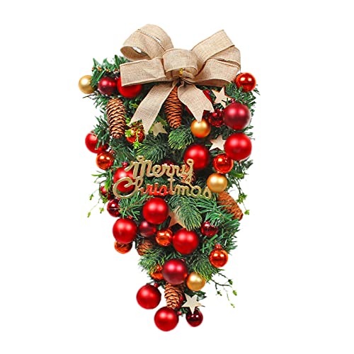 FLXHSA Dekoracje świąteczne Halloween Wieniec wiedźmy Oferta świąteczna Gałęzie Czerwone jagody Szyszki czerwone motyle Podwiązanie Dekoracyjny wieniec Słoneczny Powe Wieniec bożonarodzeniowy (kolor,