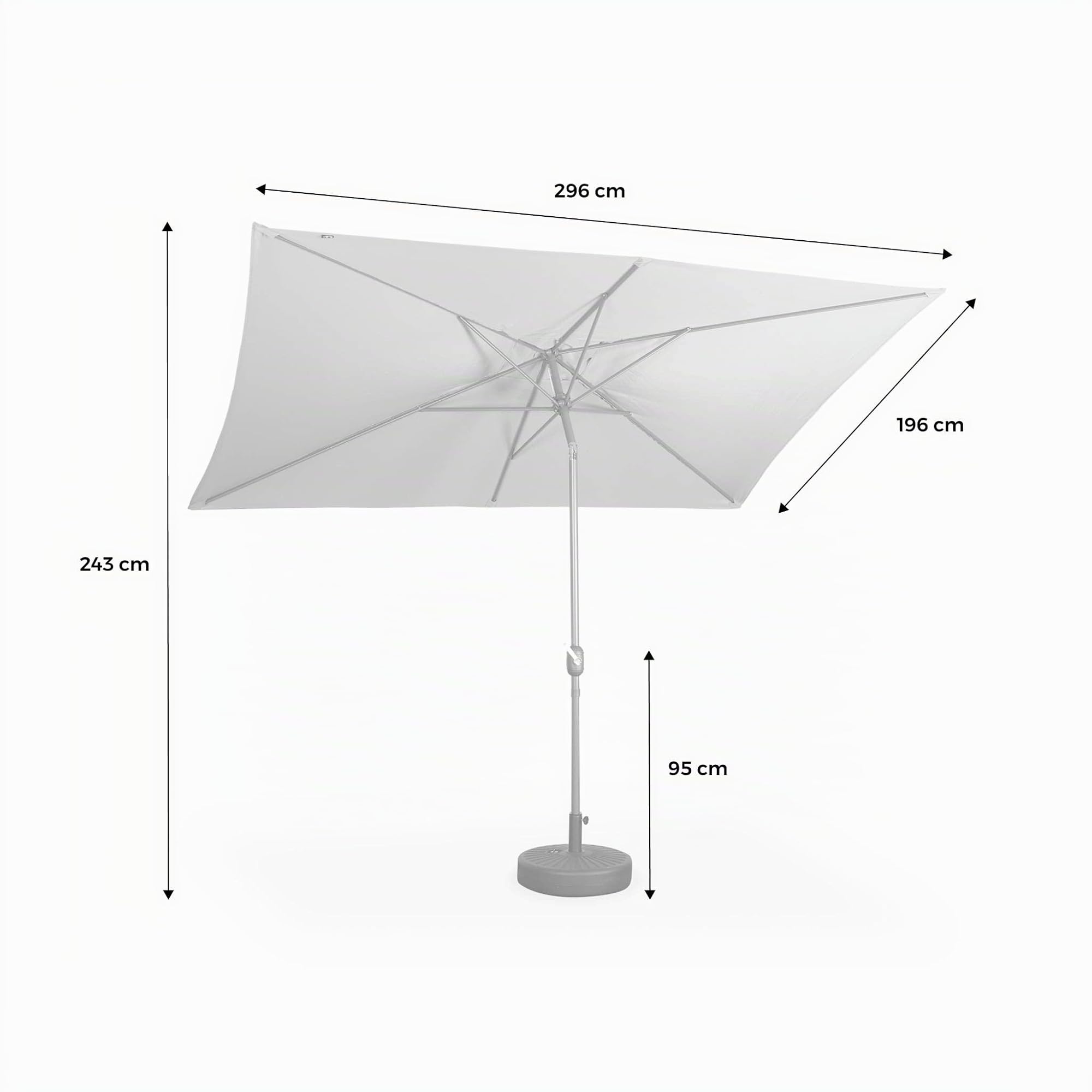 Alice's Garden - Parasol droit rectangulaire 2x3m - Touquet Prune - mât central en aluminium orientable et manivelle d'ouverture