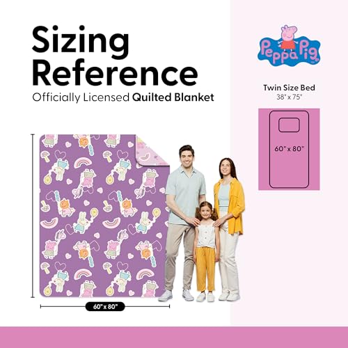 Image of Peppa Pig Fairgrounds Quilted Throw Blanket - Soft Blanket for Kids Featuring Peppa Pig, Lightweight Bedding for Bed, Couch, or Sleepovers, 60 x 80 Inches