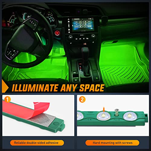 Image of Nilight TR-117-H 8PCS Truck Pickup Bed Light 24LED Green Cargo Rock Lighting Kits with Switch for Van Off-Road Under Car Side Marker Foot Wells Rail, 2 Years Warranty