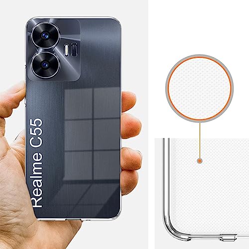 Image of Fashionury Soft Crystal Clear Back Case Cover for Realme C55 | Shockproof Design | Camera Protection Bump | Clear Back | Case Cover for Realme C55 Transparent