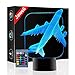 Produktbild Flugzeug 3D Illusion Nachtlicht neben Tischlampe, Jawell 16 Farben Auto Ändern Touch-Schalter Schreibtischlampen Geburtstagsgeschenk mit Fernbedienung