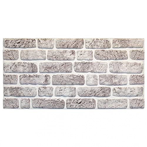 Dundee Deco 3D Wall Panels Brick Effect - Cladding, White Grey Stone Look Wall Paneling, Styrofoam Facing For Living Room, Kitchen, Bathroom, Balcony, Bedroom, Set Of 10, Covers 53 Sq Ft #TOP14