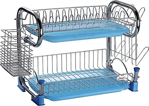 Image of AMOL Premium Stainless Steel Dish Rack | Wall Mount Utensils Rack & Vessel Stand | Bartan /Pathre Rack | Kitchen Dish Drainer & Organizer Shelf | Multipurpose Kitchen Stand