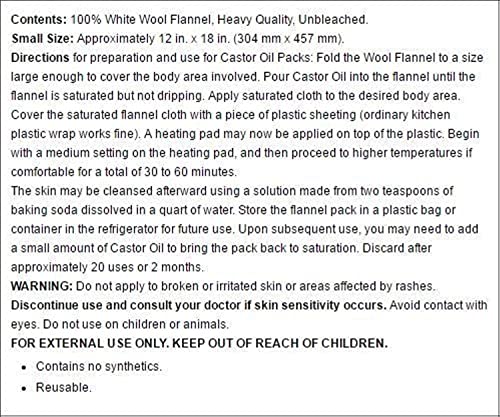 Home Health Wool Flannel - Small Size, 12" X 18" - 100% White Wool, Extra Thick Weave, Unbleached, No Synthetics, For Castor Oil Packs, Reusable - Cruelty-Free, Eco-Friendly #TOP2