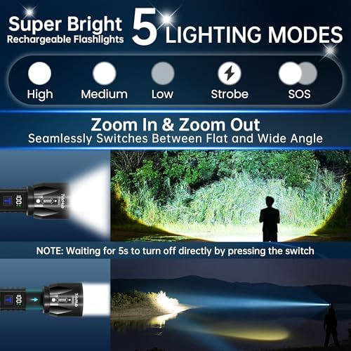 TrixHub Rechargeable Flashlights - 2 Pack