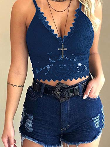 Minetom BH Push Up Bustier Damen Spitze Weich Rückenfrei Blumen Bra Dessous Große Größen Spaghetti Crop Tank Tops V… – Bild 3