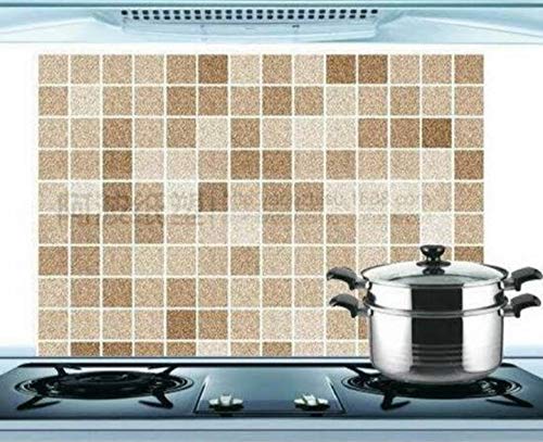 S R EXCLUSIVE Sq Sq Boxes Wallpaper Kitchen Wall Decor Waterproof Anti Oil Stain Sticker Kitchen Tile Decal. Designs Subjects to Availability (Brown)
