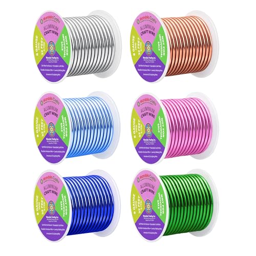 Image of Mandala Crafts 8 GA Pink Green Blue Assorted Anodized Aluminum Craft Wire | 120 FT, Colored, Flexible, Bendable for Bonsai Armature Sculpting Wire Wrapping Jewelry Making, Weather & Tarnish Resistant
