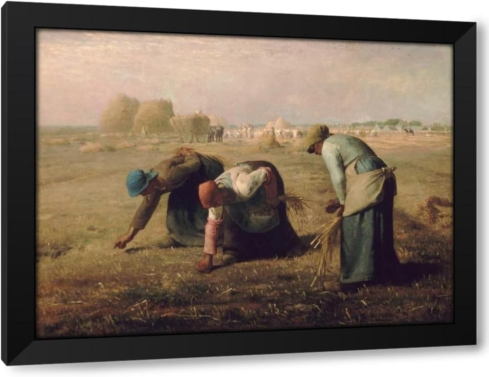 Millet, Jean-Francois 24x19 Black Modern Framed Art Print Titled Gleaners