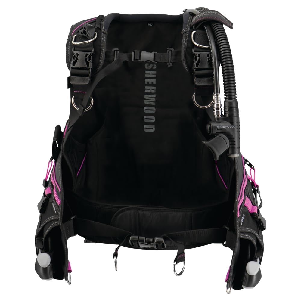 SHERWOOD SCUBA Women's Weight Integrated Scuba Diving Jacket Style BCD. Magenta Color Trim — Medium