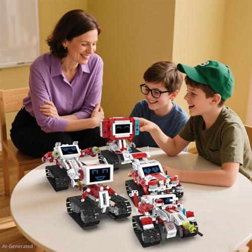 Suplanet 5 in 1 Robot Building Blocks Set, APP & Remote Control Programmable STEM Toy with Dynamic LED Eyes, Articulated Head & Arms, Educational Building Blocks Gift for Boys Girls 8-16, 358PCS - Image 6