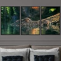 3 Piece Framed Canvas Wall Art Alligators Canvas Prints Home Artwork Decoration for Living Room,Bedroom - 16