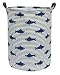 CLOCOR Large Storage Bin-Cotton Storage Basket-Round Gift Basket with Handles for Toys,Laundry,Baby Nursery (Shark)