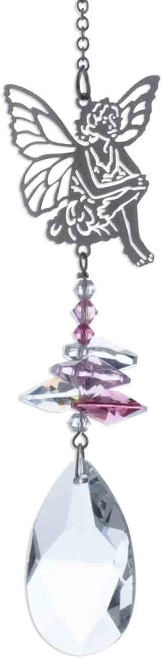 Fairy Sitting Down Rainbow Making Hanging Window Crystal Suncatcher