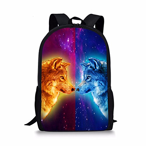 Showudesigns: Mochila infantil con diseño de lobo  para niñas y adolescentes