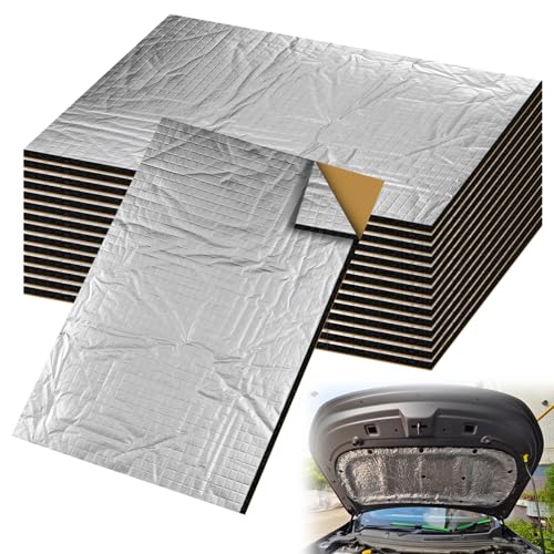 Behogan Lot de 15 panneaux d'isolation en aluminium - 250 x 180 x 5 mm - Auto-adhésifs - Ignifuge - Imperméable - Anti-drone - Isolation phonique et thermique