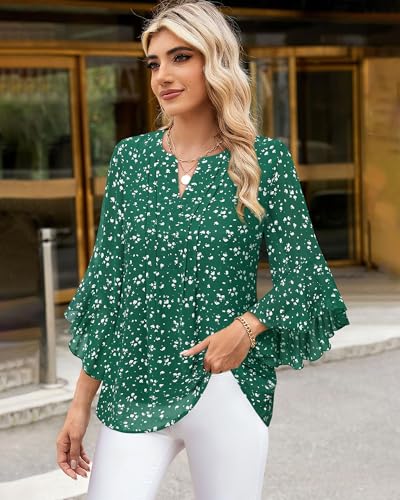 Image of Timeson Women's Short Sleeve V Neck Blouses Shirts Floral Double Layers Mesh Tunics Tops
