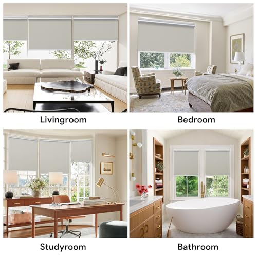 Sunfree Blackout Roller Shades Window Shades Cordless Blackout Window Blinds with Thermal Insulated for Bedroom,Office,24" W x 72" H,Beige