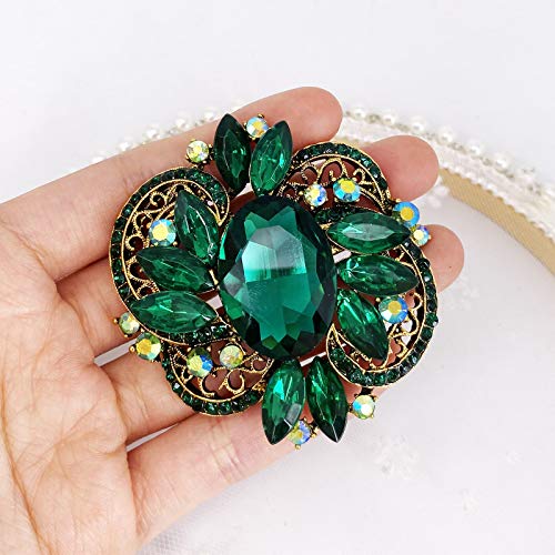 Image of LAXPICOL Women's Large Sparkly Crystal Flower Brooch Pin Fashion Statement Broach Pin