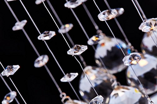 Image of Crystal Ceiling Lamp Stainless Steel with Glass Bead and Sparkling K9 6 Yellow Light Crystal Chandelier-Corded-Electric