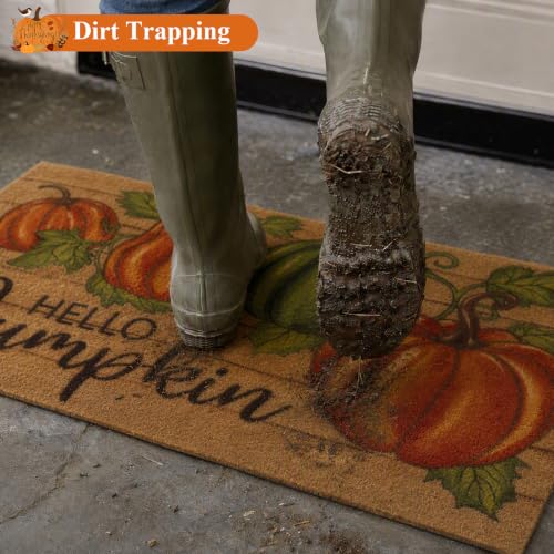 U'Artlines Fall Hello Pumpkin Low Pile Front Door Mat 17"x30" - image 2