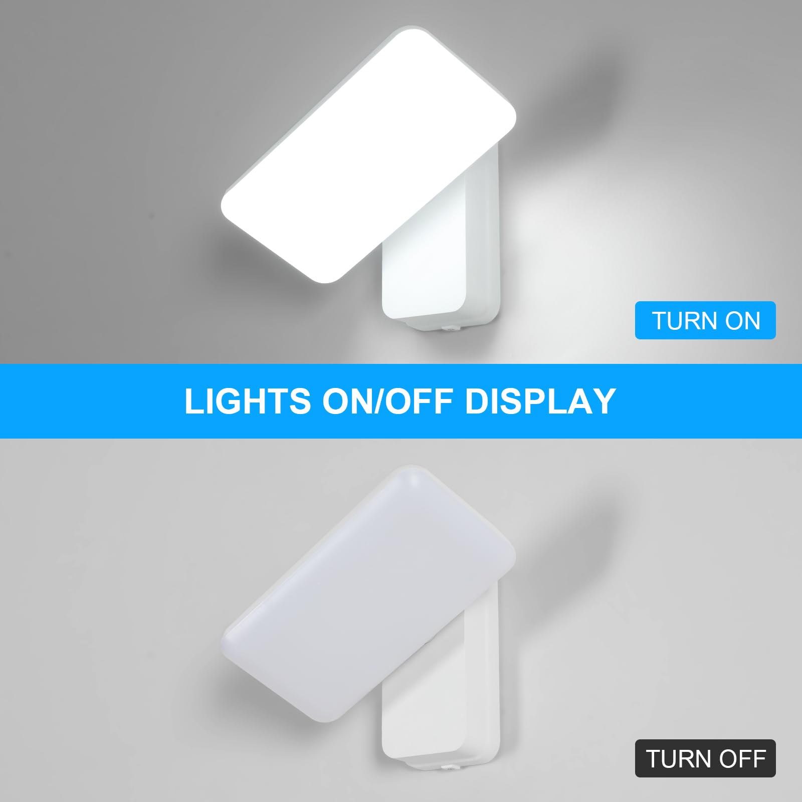 Comely Aplique Pared Exterior LED, 16W IP65 Resistente lampara Exterior Pared Agua 350° Giratoria Moderna Luces LED Exterior para Jardines, Terraza, Baño, Blanco, Luz Blanca Fría 6500K, Control Interr