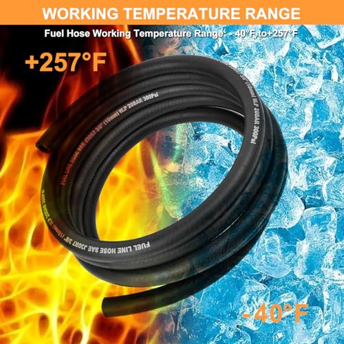 Image of 1 /2 Inch ID Fuel Line Hose - 10FT Marine Grade Fuel Line with 4PCS Hose Clamps,300PSI High-Pressure Fuel Line for Automotive Fuel Systems Engines (1 /2 inch ID)