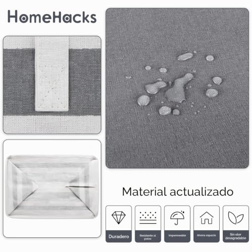 Canasta grande para lavandería HomeHacks de 75L gris degradado independiente 6
