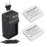 Newmowa D-Li8 Battery (2-Pack) and Charger kit for Pentax D-LI8, D-LI85, D-L18 and Pentax Optio A10, A20, A30, A36, A40, E65, L20, S, S4, S4i, S5i, S5n, S5z, S6, S7, SV, SVi, T10, T20, W10, W20, WP, WPi, same as Fuji NP-40 battery
