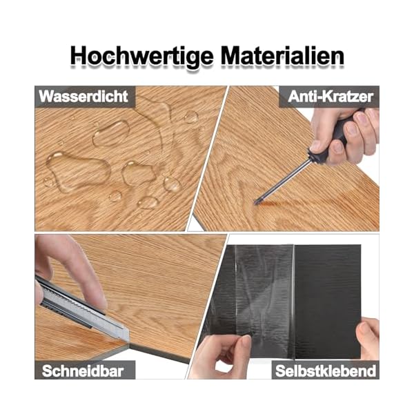 VA-Cerulean PVC Bodenbelag Vinyl Laminat Dielen Rutschfest wasserfest Selbstklebend Fliesen 2,51m² Vinylboden 91,44x15,24cm Dicke 2 mm(18 Stück,Typ A) – Bild 4