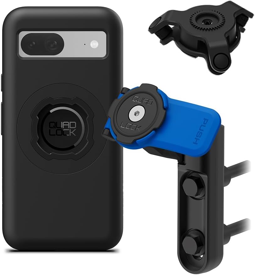 Quad Lock Brake/Clutch Motorcycle Phone Mount with Vibration Dampener and MAG Phone Case for Pixel 8a