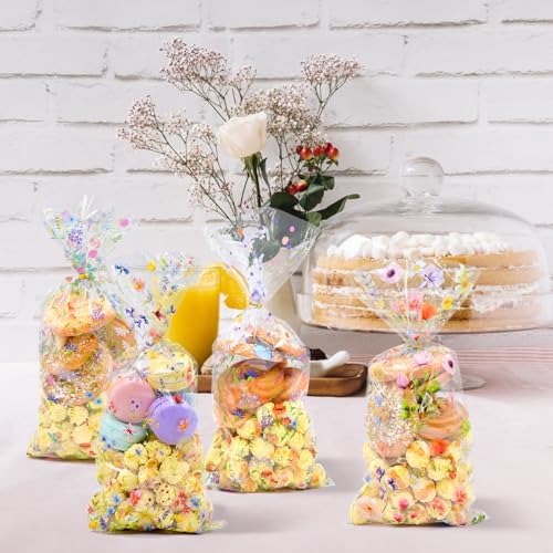 160 Pcs Wildflower Cellophane Treat Bags