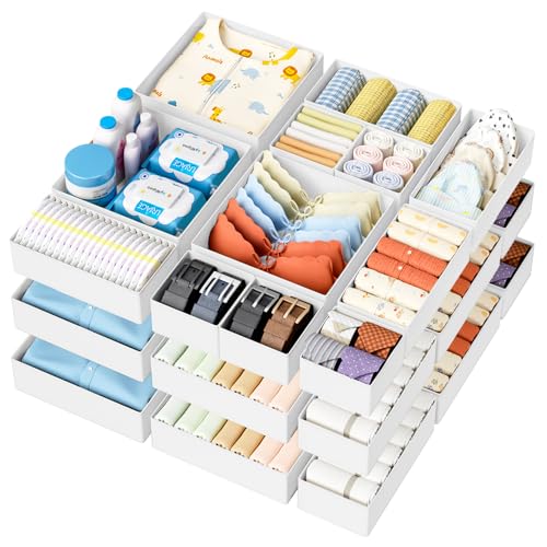 DIMJ Drawer Organizer Clothes Storage - 18 Pack Baby Dresser
