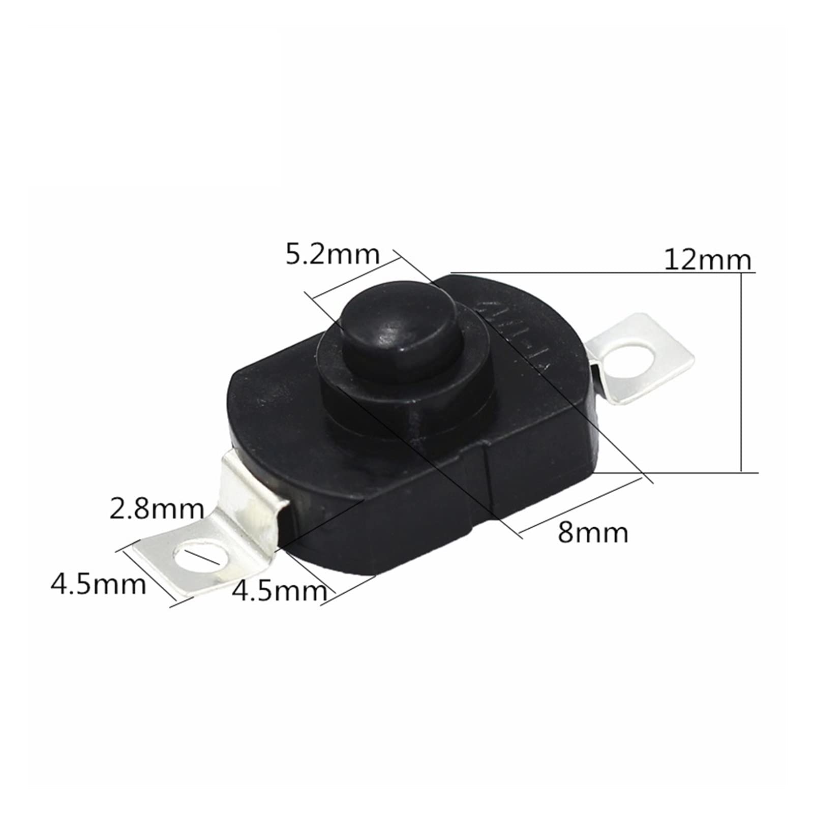 1000PCS Interruptor de botón 1712KD 30V 1A Bloqueo del interruptor de la linterna 17 * 12 * 9,5 mm de lámpara de mesa Interruptor de botón de la linterna ON-OFF
