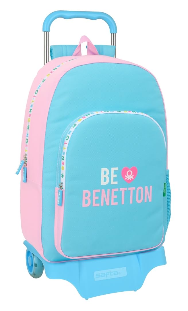 Safta BENETTON UNIQUE - Mochila Escolar Grande con Carro 905, Ideal para Niños de Diferentes Edades, Cómoda y Versátil, Calidad y Resistencia, 32x13.5x44 cm