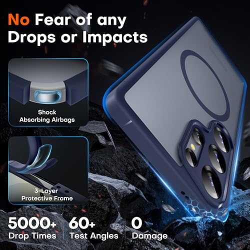 Image of TOCOL Magnetic for Samsung Galaxy S25 Ultra Case, Upgraded Full Camera Protection, Compatible with Magsafe, Drop Protection Slime Clear Back Cover for Samsung Galaxy S25 Ultra 6.9-Inch (Blue)