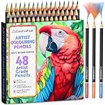 Creativepeak Professional Colouring Pencils, 48 Vibrant Colours & Swatch Card w/ 6 Metallic Colours, Professional Art Supplies, Perfect for Painting & Calligraphy