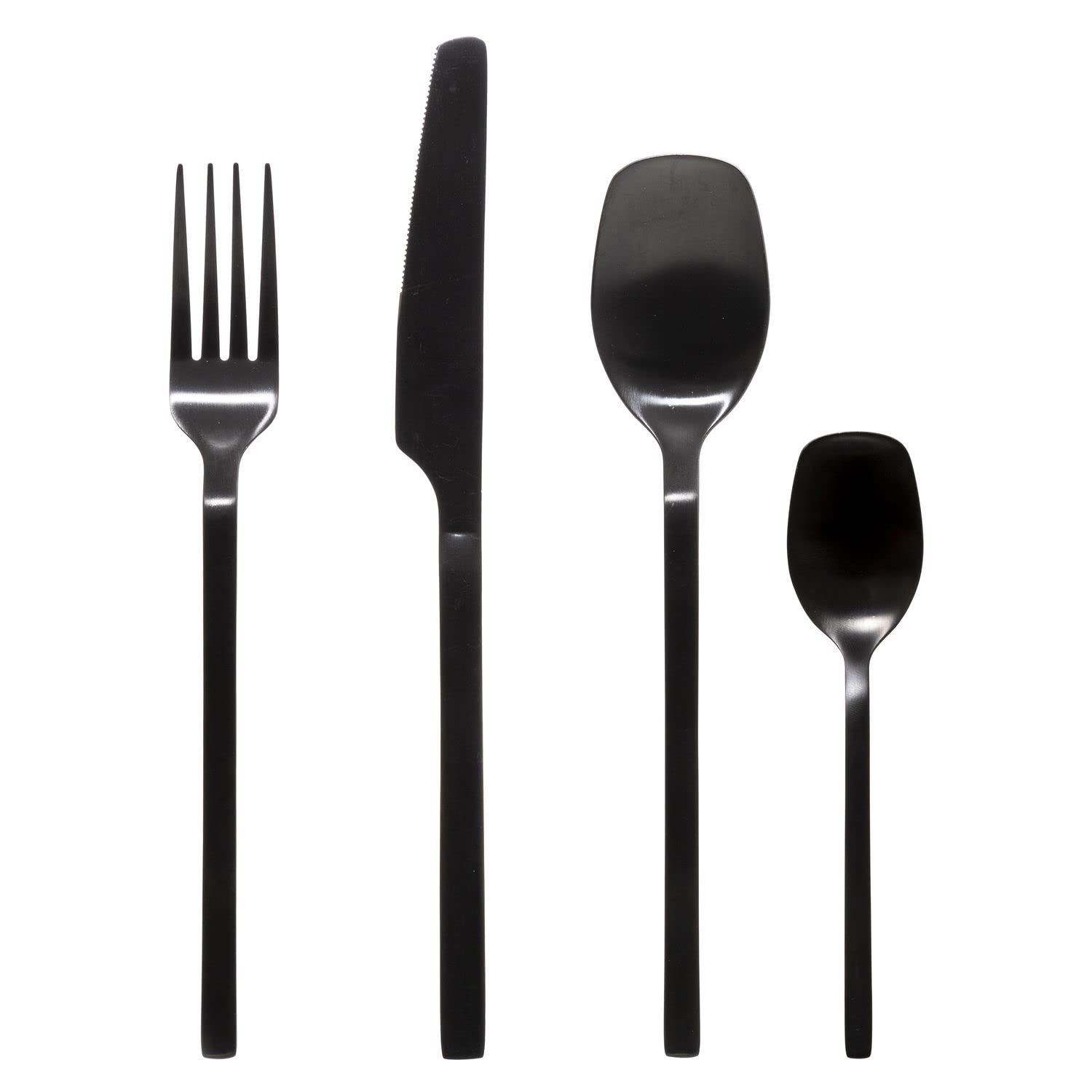 Lot de 2 Ménagères Modern Wood en Acier Inoxydable - 48 couverts - Noir Mat