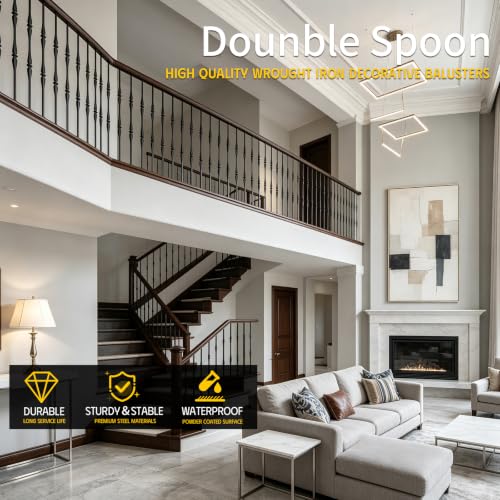 DEVALLEY 10Pack 1/2" Double Spoon Wrought Iron Balusters,Square Hollow Straight Interior Stair Spindles,Decorative Metal Balusters for Deck,Stair,Poch,Balcony - D28… by DEVALLEY - Used condition - Image 4