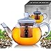 Produktbild Creano Teekanne aus Glas 0,8l - Glasteekanne mit Edelstahl-Sieb und Glas-Deckel - Teepresse ideal zur Zubereitung von Losen Tees - tropffrei