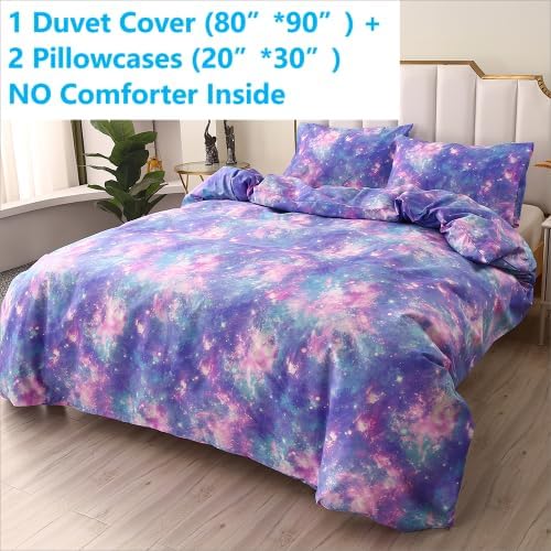 Miniatura 2 de SDIII Juego de funda de edredón de 3 piezas, 1 funda de edredón y 2 fundas de almohada, ropa de cama espacial con lazos en las esquinas y cierre de